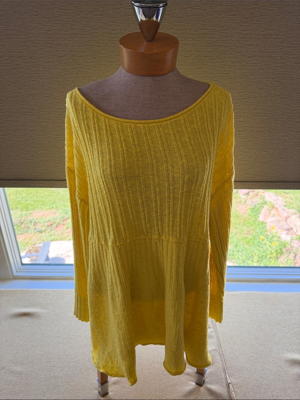 Free People Sunny Yellow Ribbed Knit Tunic